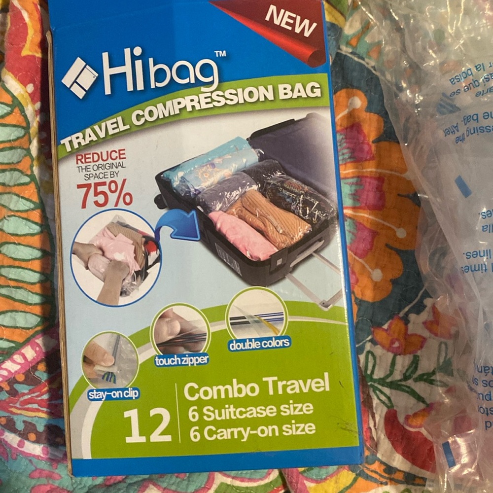 Travel compression bags. Carry on size and suitcase size